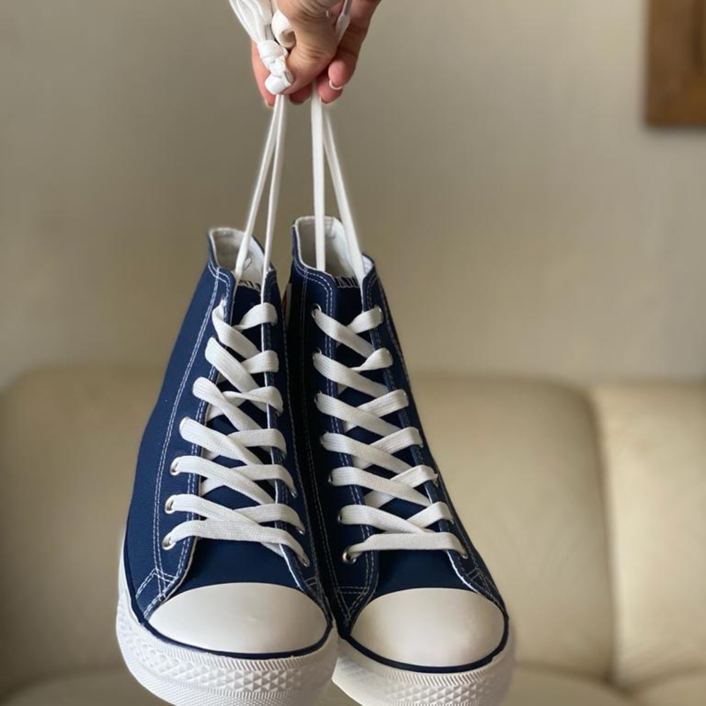 Navy Blue Men’s High Top Sneakers